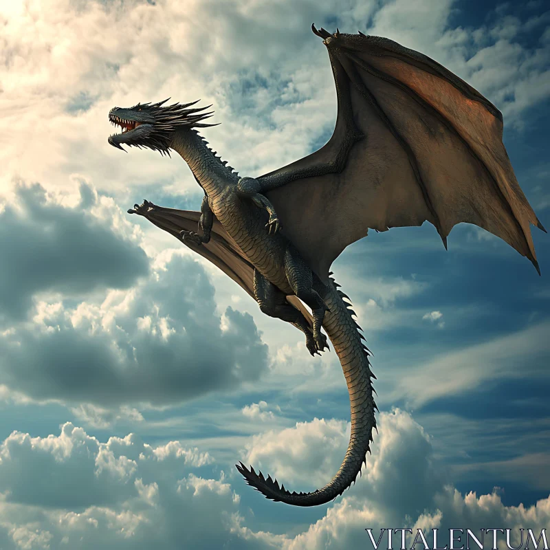 Majestic Dragon in the Sky AI Image