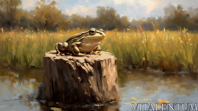 Peaceful Frog in Natural Setting AI Image