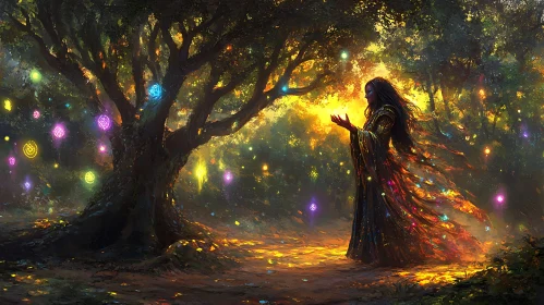 Mystical Forest Encounter with Woman