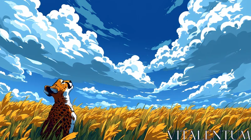 Cheetah and Cloudy Sky AI Image