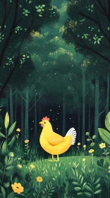 Forest Chicken Illustration