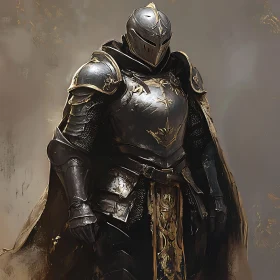 Armored Knight Standing Guard Illustration