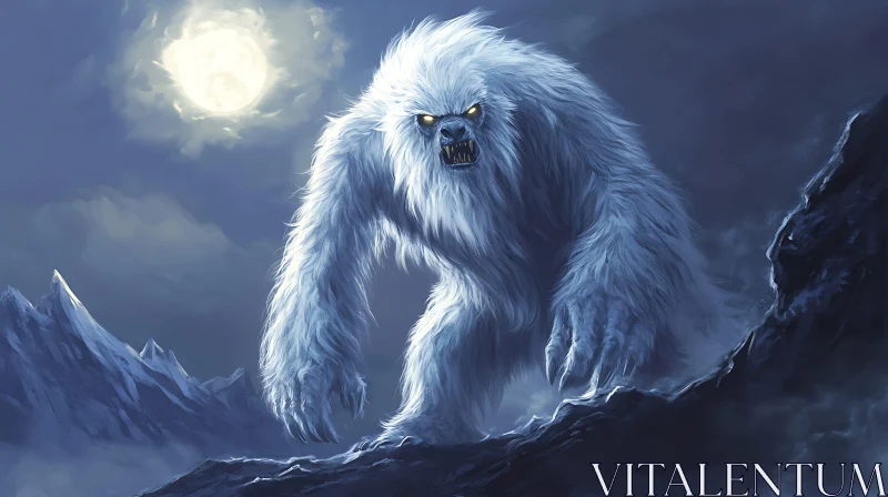 AI ART Mystical Yeti Under Moonlight