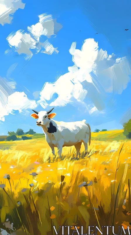 Impressionistic Cow Art in Sunshine AI Image