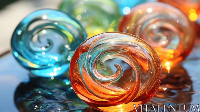 Photorealistic Glass Swirls - A Splash of Orange and Cyan AI Image