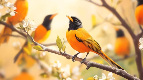 Vivid Oriole Bird Spring Portrait