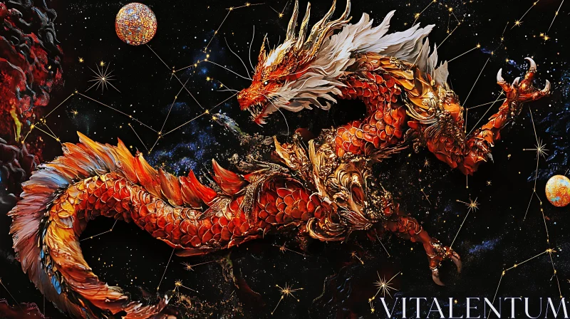 Cosmic Dragon Among Constellations Artwork AI Image