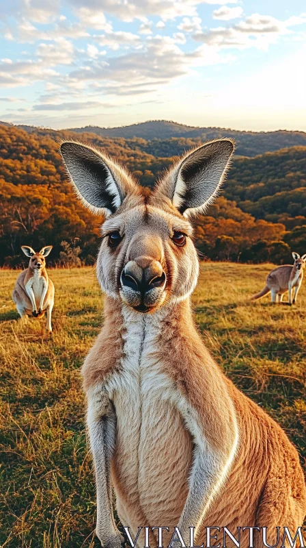 Wild Kangaroo in Scenic Australian Landscape AI Image