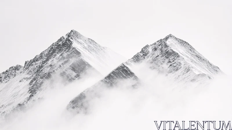 Misty Snowy Mountain Peaks AI Image