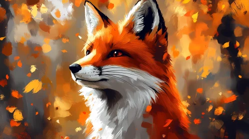 Artistic Fox in Fall Setting