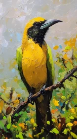 Artistic Brushwork of a Yellow Bird