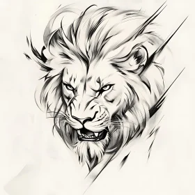 Monochrome Lion Portrait