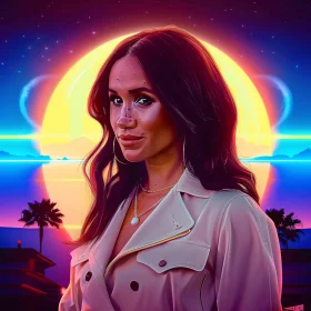 Meghan Markle Sunset Art Portrait