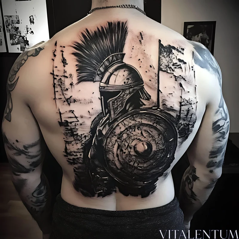 Intricate Spartan Warrior Tattoo Design AI Image