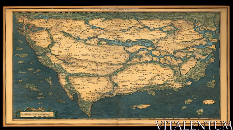 AI ART Antique Geographic Chart: A Vintage World View