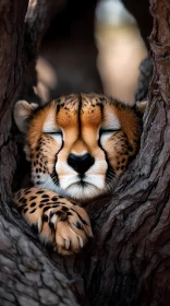 Resting Cheetah Embraced by Nature
