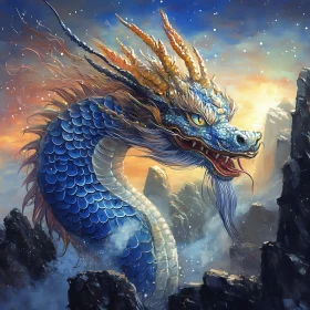 Fantasy Dragon in Mountainous Landscape