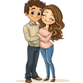 Affectionate Cartoon Couple Embracing