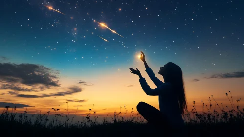 Celestial Dreams: A Silhouette Under the Stars