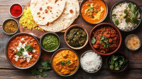 Assorted Indian Dishes Flat Lay