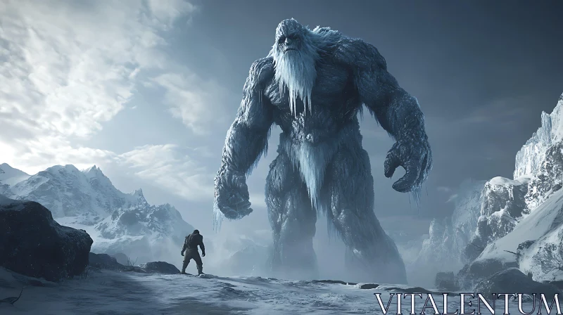 AI ART Colossal Yeti in Snowy Mountains