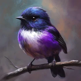 Artistic Purple Bird Perched