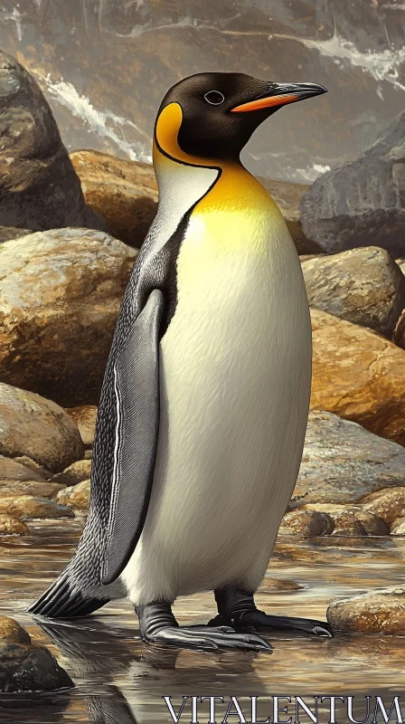 Penguin in Natural Habitat AI Image