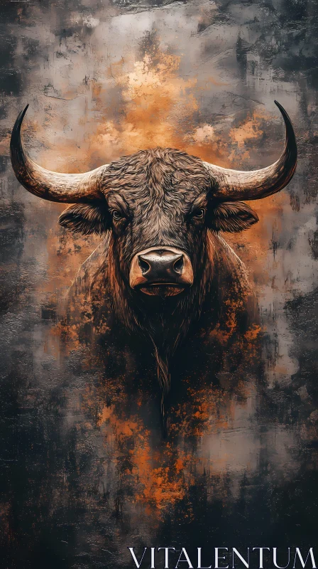 Powerful Bull Portrait AI Image