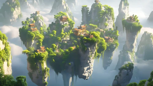 Tranquil Floating Islands Scenic View