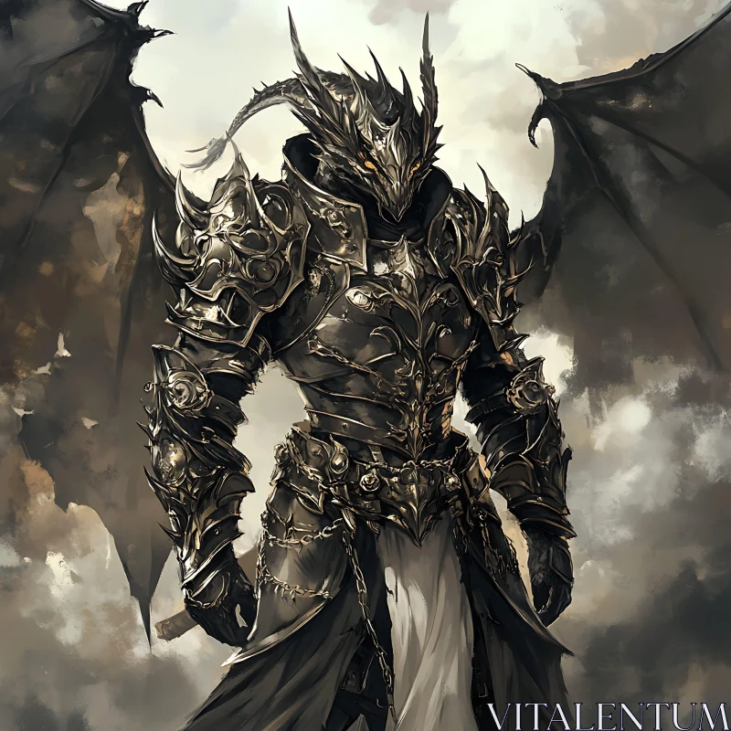 AI ART Armored Dragon Warrior with Wings