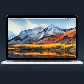 Mountain Scene on Laptop Screen