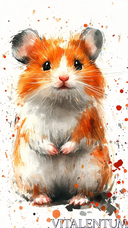 Hamster Portrait in Watercolor AI Image