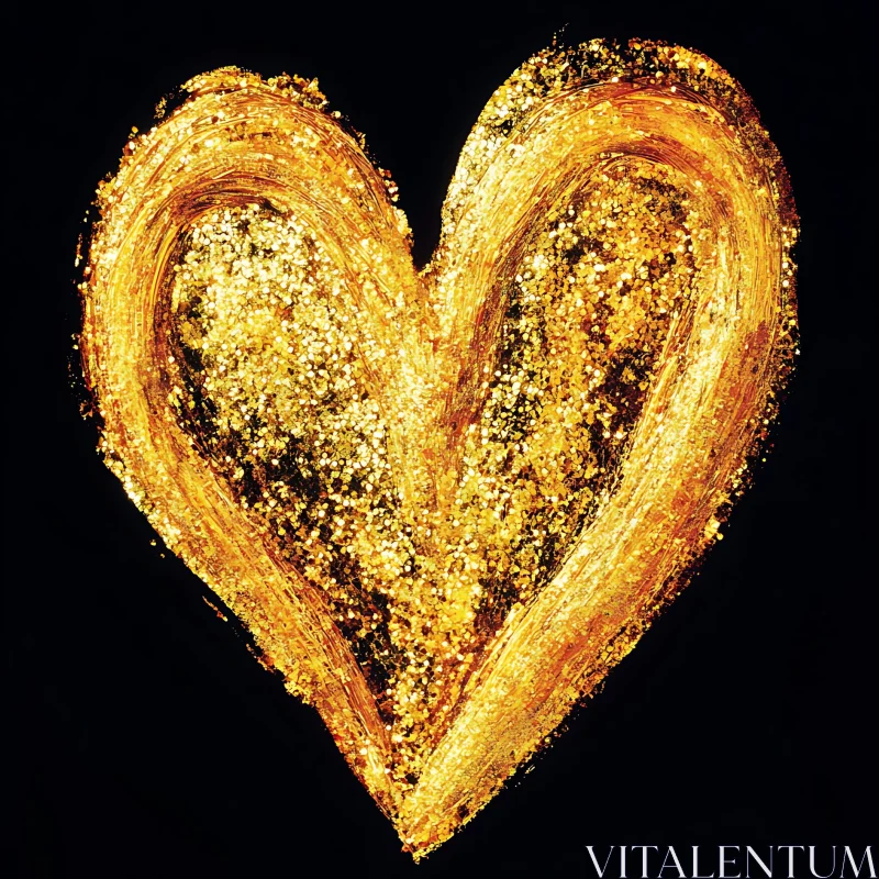 Sparkling Golden Heart Abstract AI Image