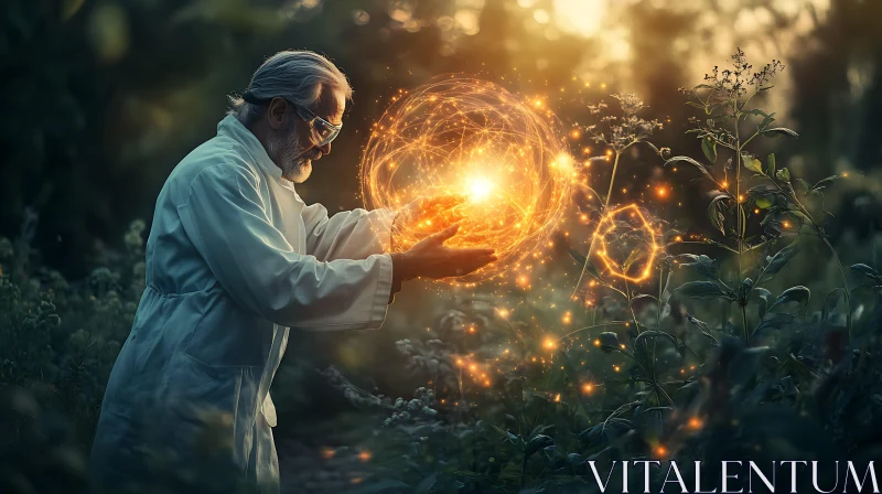 AI ART Glowing Orb in Scientist's Hands