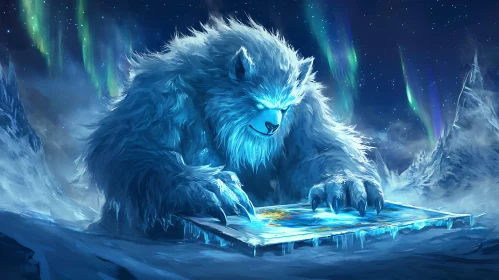 Frozen Bear with a Glowing Map