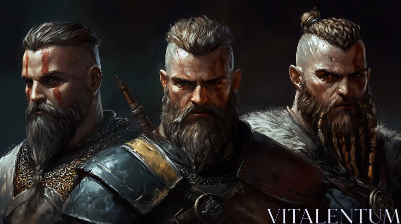 AI ART Three Viking Warriors Digital Painting