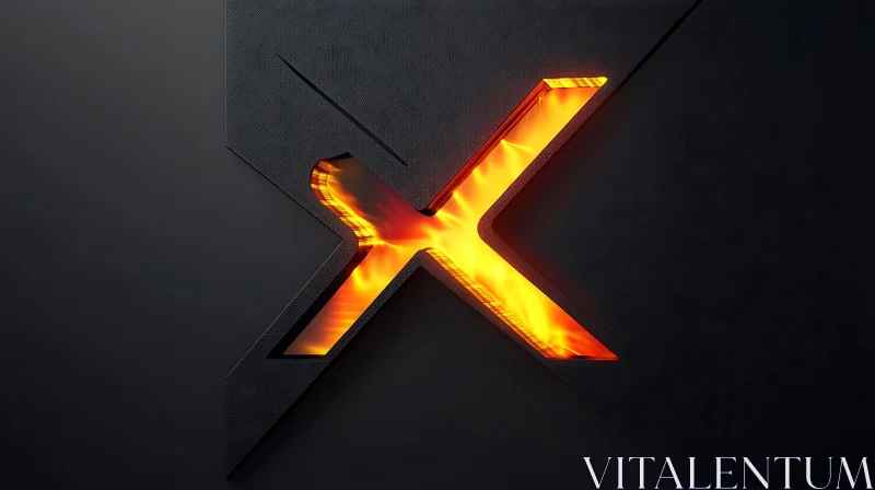 Glowing Fiery Core Letter 'X' Design AI Image