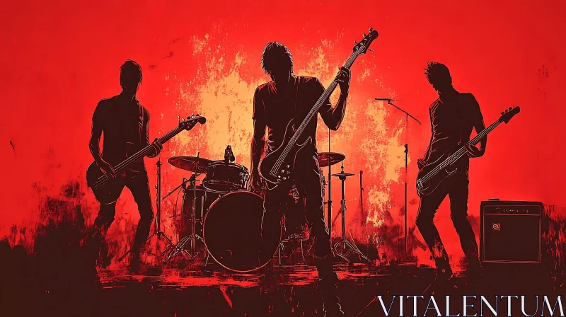 Energetic Rock Band Silhouettes in Concert AI Image