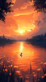Peaceful Sunset Reflection Scene