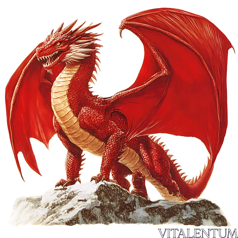 AI ART Crimson Dragon Guardian of the Peak