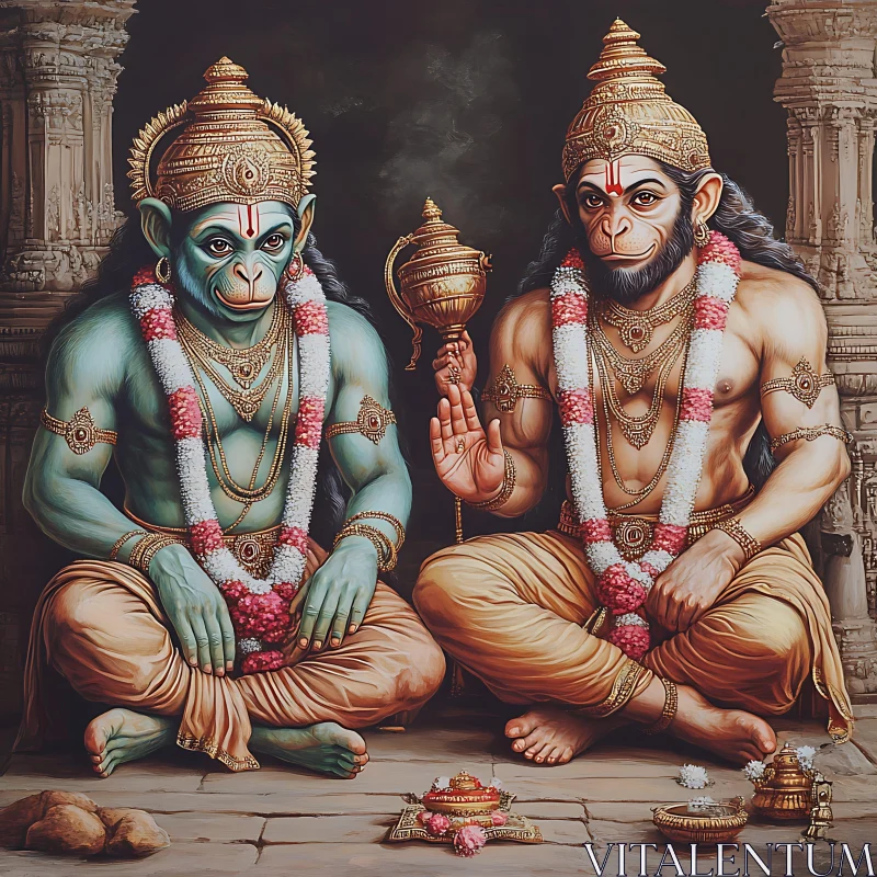 AI ART Divine Duo: Hanuman in Art