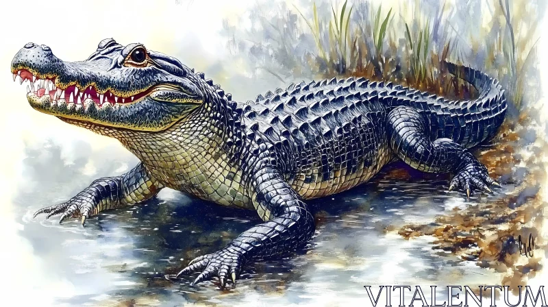 Alligator Illustration by Water AI Image