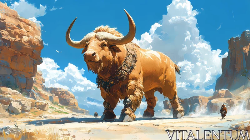 Colossal Bull in Desert AI Image