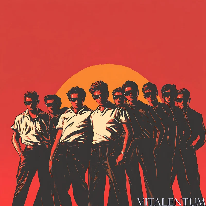 AI ART Retro Fashion Men at Sunset