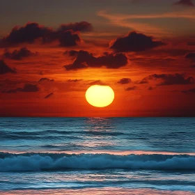 Sea Sunset with Fiery Sky