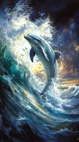 Dolphin Amidst Ocean Waves
