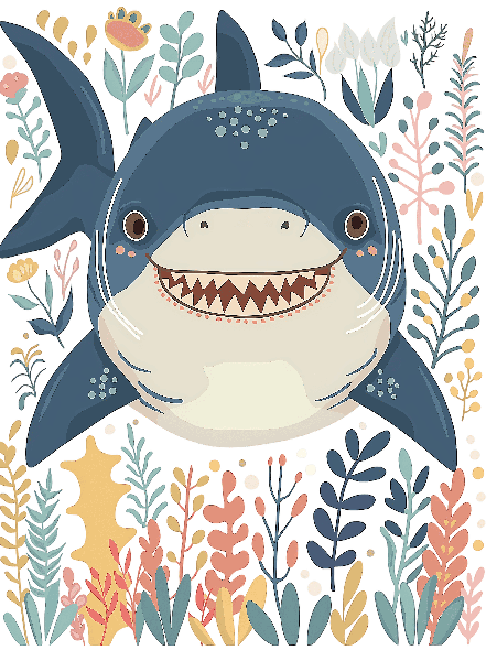 POD Design Floral Shark Tee Design