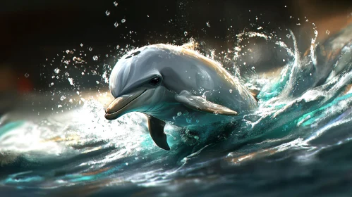 Energetic Dolphin Leaping in the Sea