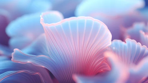 Abstract Flower Art in Blue and Pink Tones