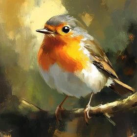 Artistic Robin Portrait on a Twig